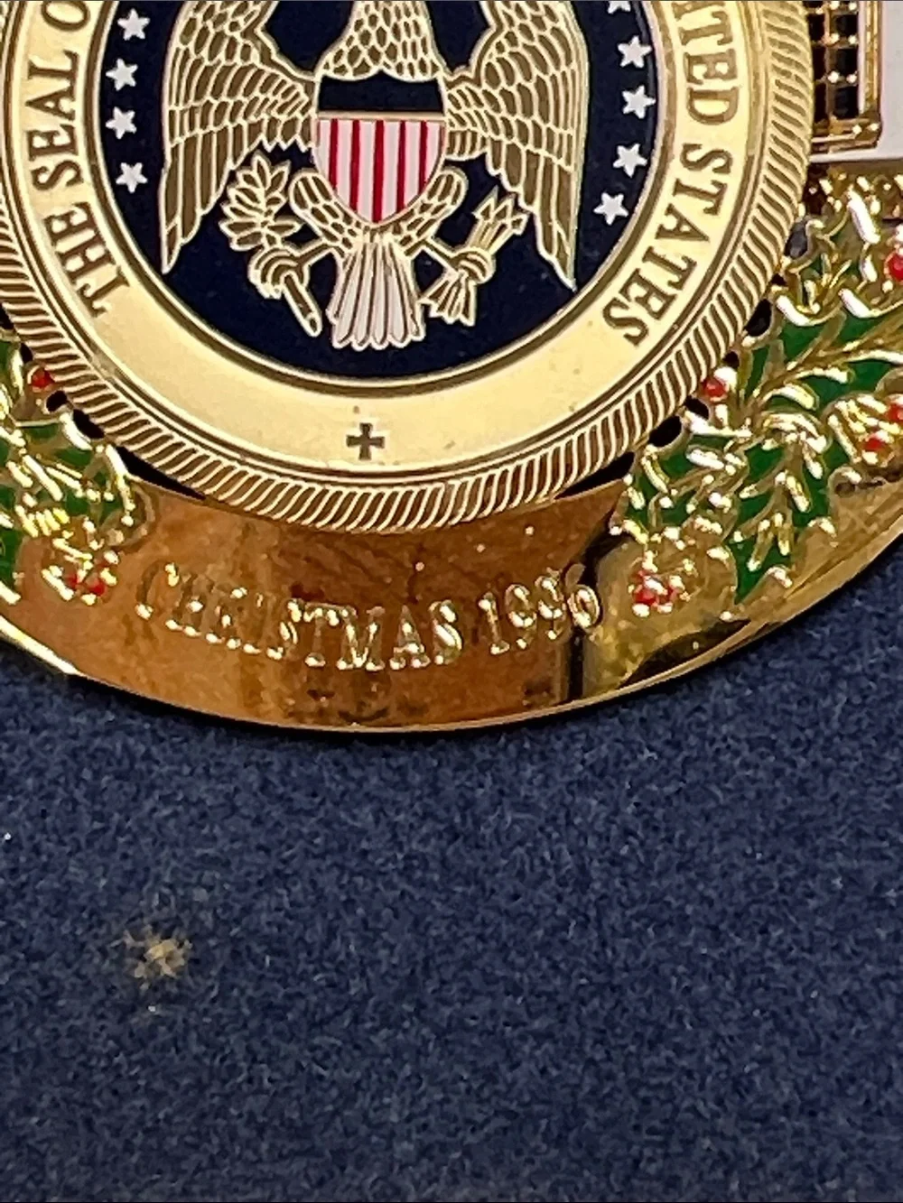 The White House Gold Presidential Seal Holiday Ornament - Gold & Red 1996